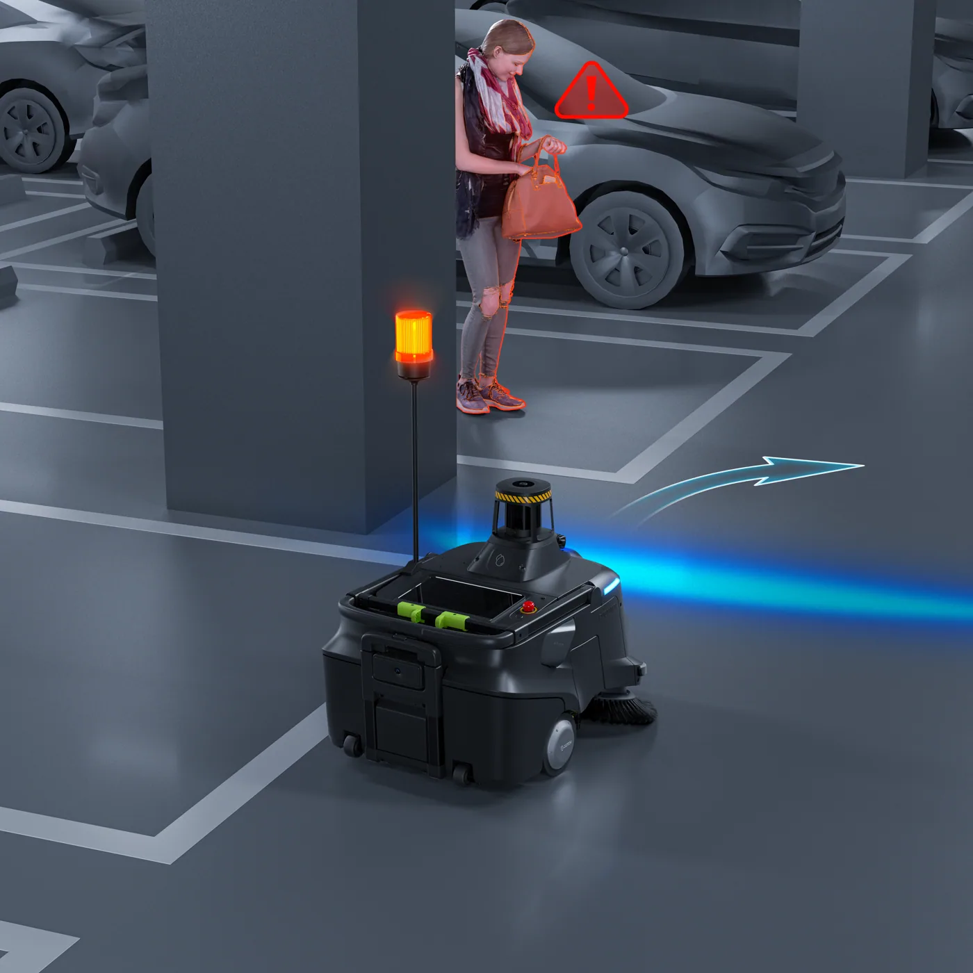 Pedestrian avoidance in an underground car park