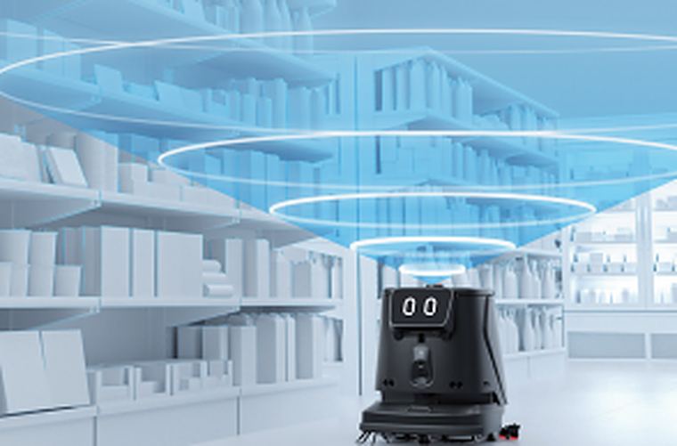 PUDU CC1 Pro mapping a space with VSLAM and LiDAR